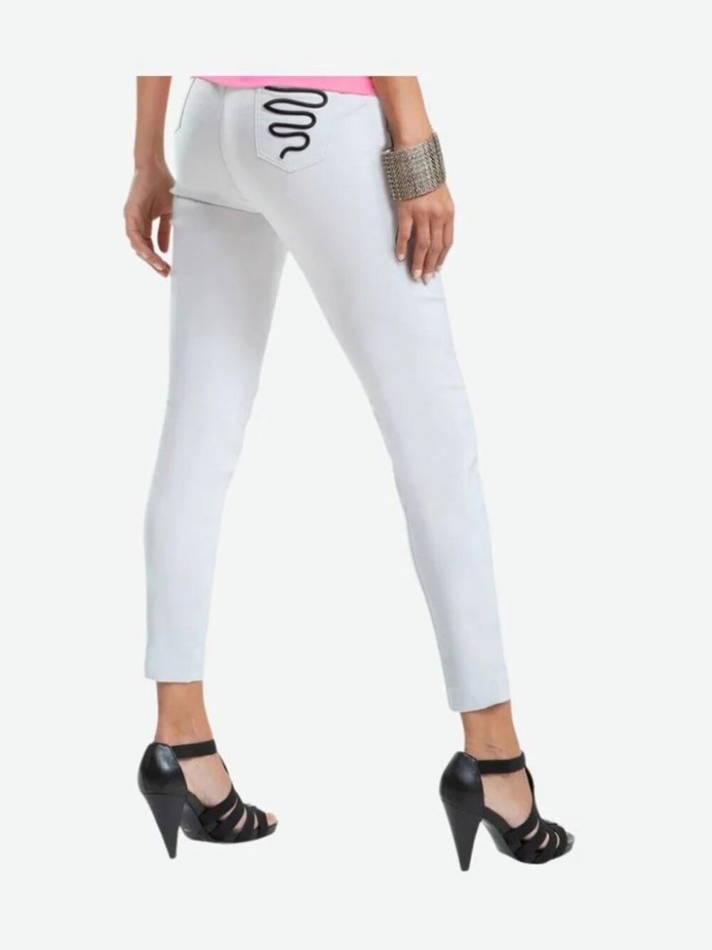 Jamie Saddock Womens Contempo Ankle Golf Pant Size 6 White Stretch Embroidered